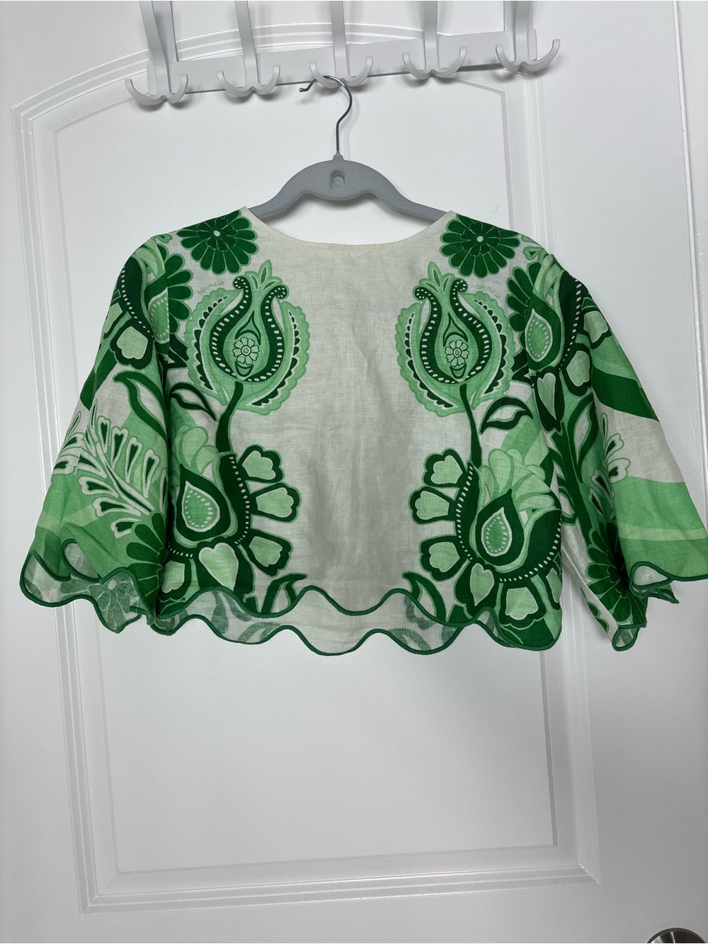 FARM Rio Green Floral Cropped Blouse